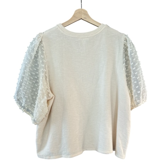 Anthropologie Maeve Ivory Puff Sheer Top - Picture 8 of 10